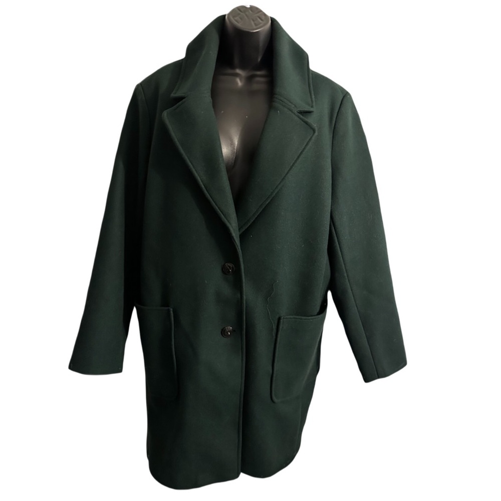 Old Navy X Large dark green buttoned winter pea coat w collar